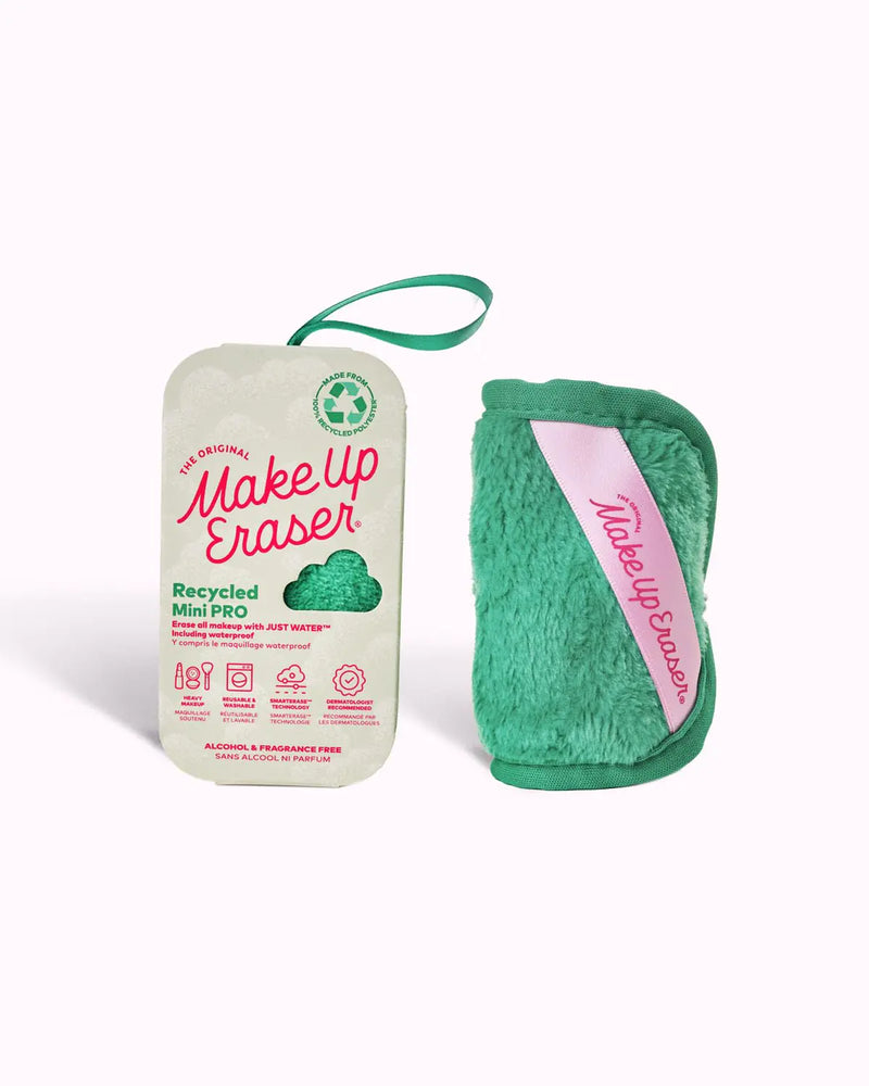 The Original MakeUp Eraser 100% Recycled Mini PRO Erase All Makeup With Just Water Including Waterproof Mascara Eyeliner Foundation Lipstick Sunscreen and More! (Green)